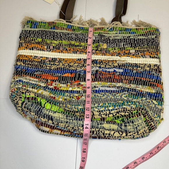 Raj Handwoven Multicolor Boho Tote Bag | Large Carryall Beach Market Bag - Picture 5 of 6